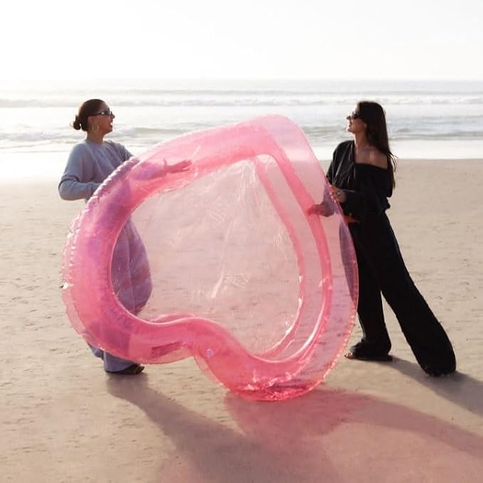 FUNBOY Giant Inflatable Luxury Clear Pink Heart Kiddie Pool, Year-Round Fun for Ball Pits, Swimming Pools, a Summer Pool Party and The Beach