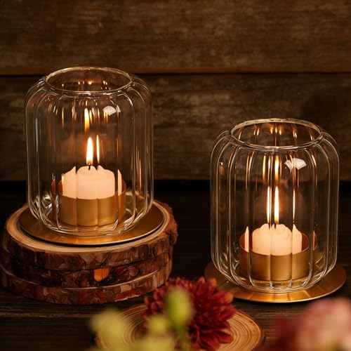 Tealight Candle Holder Set of 2, Clear Votive Candle Holders, Lantern Style by LOVELIGHTLOVELIFE
