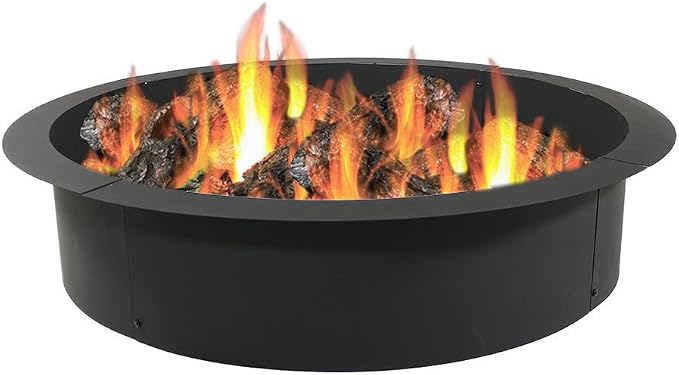 Sunnydaze Outdoor Fire Pit Ring - Heavy-Duty Round Steel Fire Ring Insert - DIY Above or In-Ground - 42-Inch Outer/36-Inch Inner Diameter