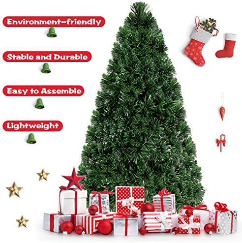 Goplus 5FT Pre-Lit Fiber Optic Christmas Tree, Premium Artificial PVC Xmas Tree with Metal Stand, for Indoor Holiday Decor - Image 3