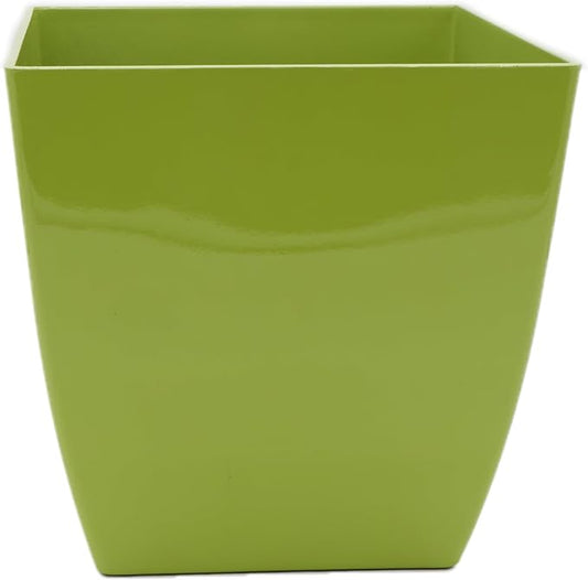 The HC Companies Aria Self Watering Square Plant Pot w/Drainage - Classic Planters for Outdoor Plants & Indoor Plants - Lightweight & UV-Resistant Plastic Pots for Plants (6" Glossy Green, Pack of 1)