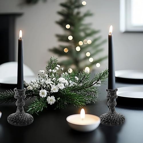 Black Glass Candlestick Holders, Taper Candle Holders, Set of 6 - Image 6