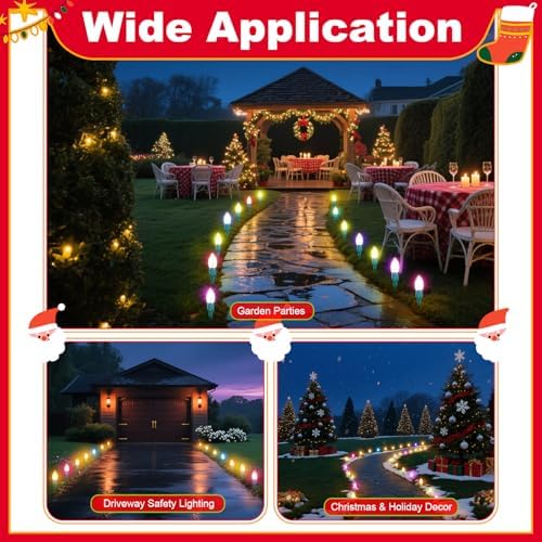 60 Pcs 7.5 Inch Christmas Light Stakes, Christmas Yard Stakes for C7 C9 Christmas Lights, Garden Path Walkway Holiday Decorations(Green) - Image 5