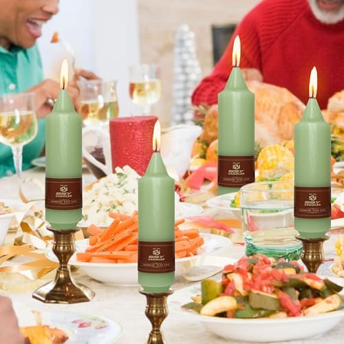 NJAO HOO Light Green Short Taper Candle 5 Inch Candlesticks Unscented Dripless Tapered Candle Set for Home Decor Wedding Party Dinner Candles, 4 Pack - Image 6