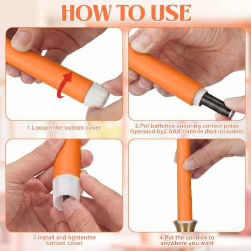 Rossesay 24 Pcs Flameless LED Taper Candles Battery Operated Candle 8.5", 9.65", 10.8", 12.8" Flameless Candlesticks Flickering for Christmas Church Wedding Indoor Decoration(Classic, Orange) - Image 6