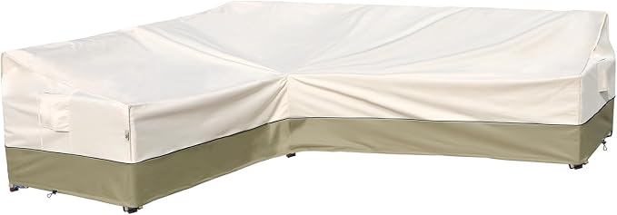 Outdoor Sectional Cover-L-Shaped Sofa Patio Furniture Covers Waterproof Rip-Stop Anti-UV 600D Heavy Duty Outdoor Couch Cover with 3 Air Vent, 85''L (110''L)32''D 31''H, Light Green