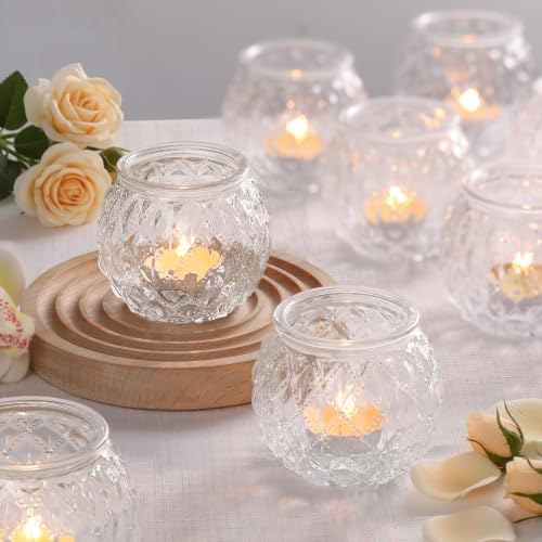 DARJEN 20 Pcs Clear Votive Candle Holder 2.55"x2.6" Tea Light Candle Holder by DARJEN
