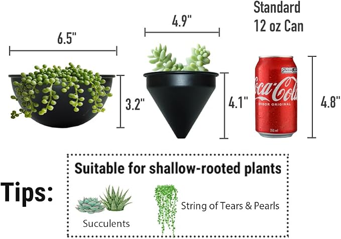 Metal Hanging Planters Set of 2 Modern Indoor Plant Hanger with Round and Diamond Pots, Geometric Small Wall and Ceiling Hanging Plant Holders for Succulents and Herbs, Black Finish
