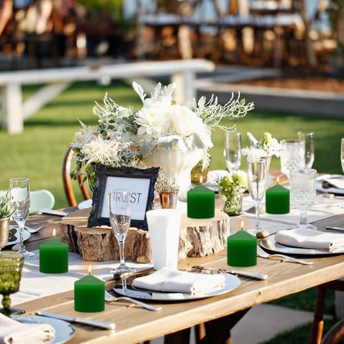 Votive Candles,Unscented Candles 10 Hour Bulk Pack of 24 Small Pillar Candle,- Small Candles for Birthdays, Home Decoration, Restaurants and Weddings (Green) - Image 3