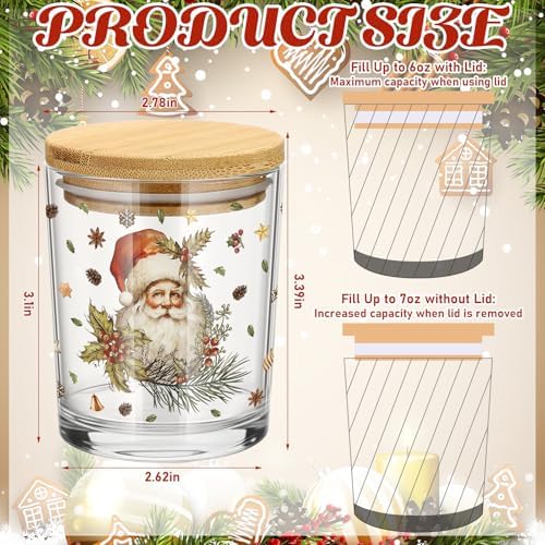 Ziliny 12 Pack Christmas Glass Candle Jar with Lid, 7 oz Retro Empty Jar - Image 2