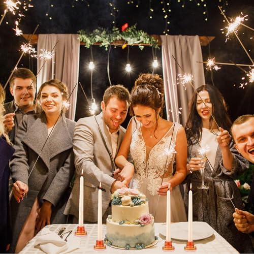 12 PCS Glass Taper Candle Holders Bulk Candlestick Holders Clear Short Tapered Candle Stick Holder Decor Set for Table Centerpiece Wedding Party Advent Christmas Home Decorations (12, Amber) - Image 5