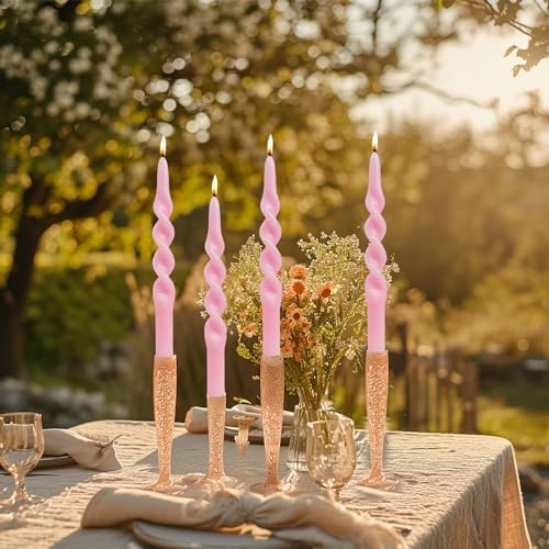 MAITREYA Olive Taper Candles Conical Stick Candles Spiral Taper Candles-Set of 4 for Decoration Weddings Party Church-Unscented Dripless Candles,10inch(C-Olive) - Image 6