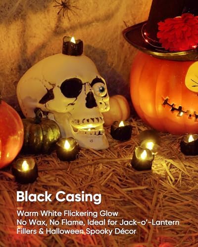 Homemory 12-Pack Black Remote Flameless Battery Tea Light Candles, 400+Hrs - Image 5