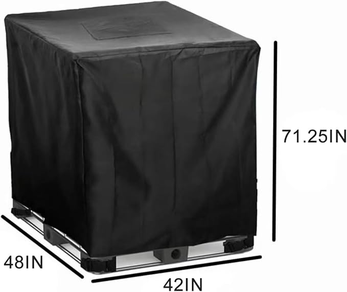 IBC Tote Cover 250 Gallon, Heavy Duty Waterproof IBC Tote Lid, Rain Barrel Cover, Water Tank Cover, Water Tote Cover, IBC Cover(Gray,550 Gallon)