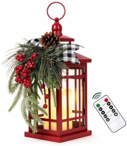 Metal Christmas Vintage Candle Lanterns with Remote Control and Led Light by WOKEISE