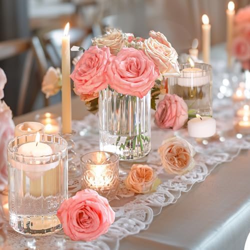 ComSaf Glass Cylinder Vases 12 Pcs 6 Inch Tall, Clear Ribbed Bud Vases - Image 2