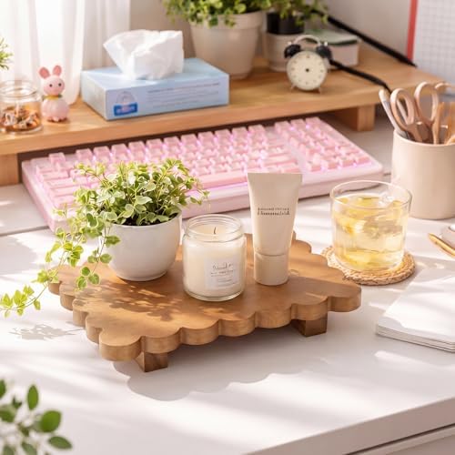 Yookeer Scalloped Wood Riser, Walnut Color, 8.7'' X 6'' X 1.4'', Square - Image 6