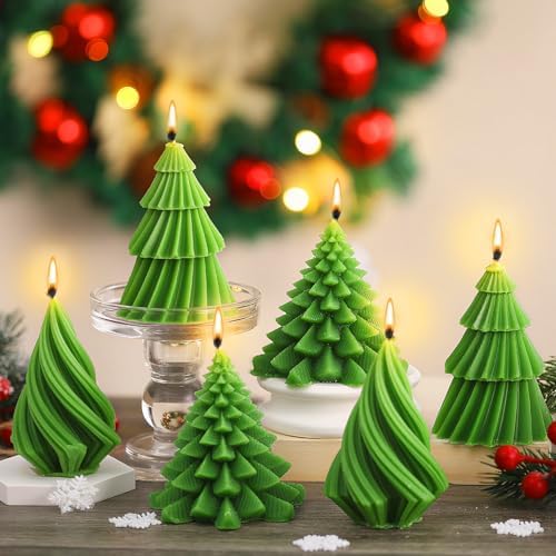 Conelist 6 Pcs Christmas Tree Candles Decorative Xmas Wax Candles Decor by Conelist