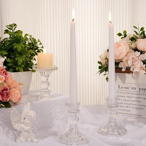 Maxcheck Set of 6 Glass Taper Candle Holders,Clear - Image 2