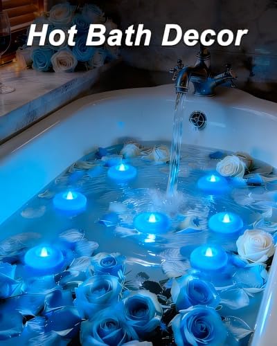 Homemory 12 Pack 3” Flameless Led Floating Candles, 200 Hour Blue Battery Operate Waterproof Tealights for Cylinder Vases, Centerpieces at Wedding Decor, Party, Pool - Image 5
