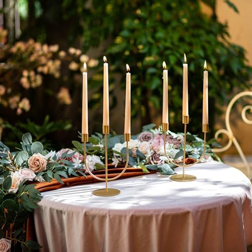 Sziqiqi Gold Candelabra Candle Holders Set of 2, 3 Arm Candelabras - Image 2