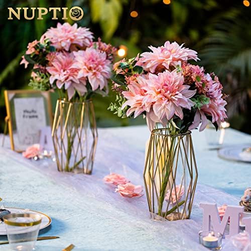 NUPTIO Gold Geometric Hurricane Glass Candle Holders, Set of 2 - Image 5