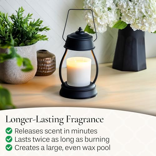 Candle Warmers Etc. Black Hurricane Candle Warmer Lantern – for Top-Down Warming & Flame-Free Fragrance - Image 4