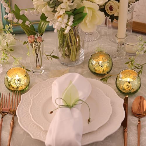 Green Mercury Glass Votive Candle Holders Set of 12 - Image 3