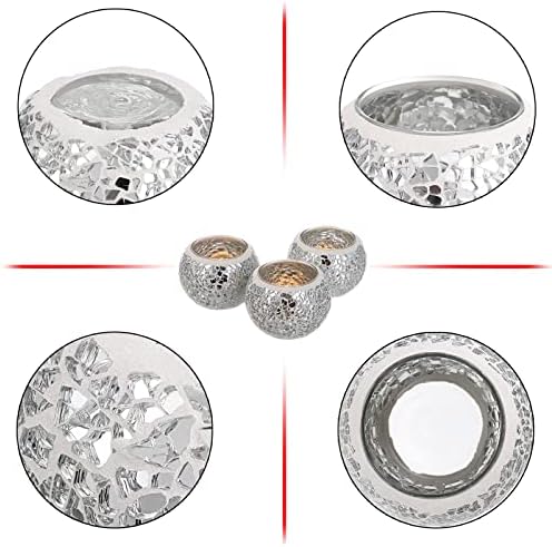 OwnMy 3PCS Mosaic Glass Tea Light Holders Round Bowl Votive Candle Holders - Image 5
