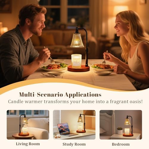 Black Walnut Candle Warmer Lamp with Timer Dimmable,Birthday Gifts for Women,Adjustable Height Wax Melt Warmer for Jar Candles,House Warming Gifts New Home,Ideal for Office,Dorm,Bedroom Home Decor - Image 5