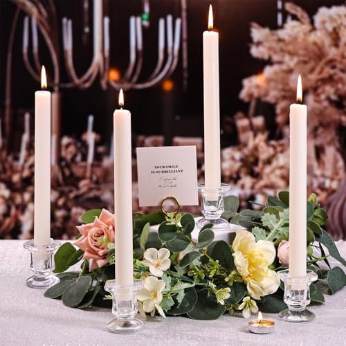 Lanttu 12 Pcs Clear Candlestick Holders Bulk Glass Candle Holders Set Clear - Image 3