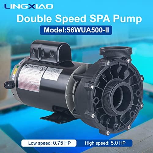 SPA Pump, 5 Horsepower Hot Tub SPA Pumps - 2 Speed LX SPA Pump Motor 220-240V, 56 Frame(Y), Connect 2.5" Plumbing (Mode: 56WUA500-II）