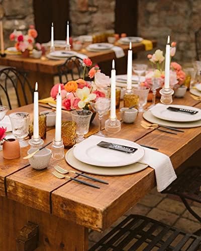 Vixdonos Taper Glass Candlestick Holders Tealight Candle Holders for Table Centerpieces, Wedding Decor and Dinner Party (6 Pcs, Gold Rim Clear) - Image 5