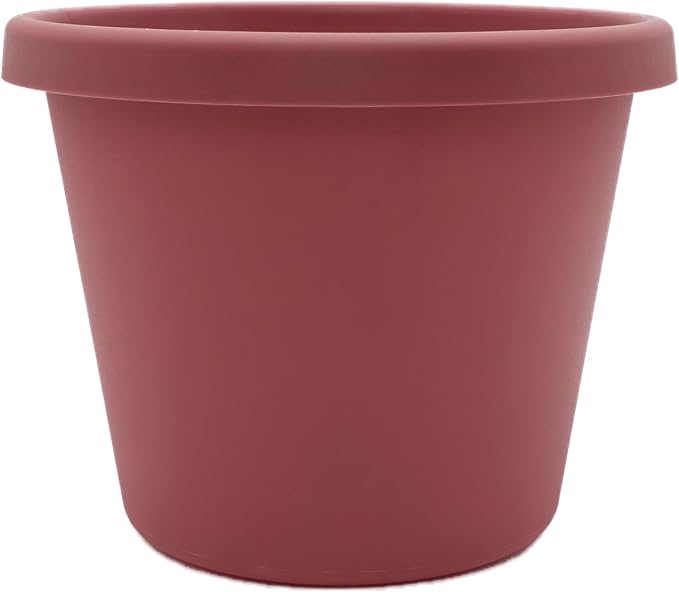 The HC Companies Prima Round Plastic Plant Pot w/Rolled Rim - Lightweight & UV Resistant Flower Pot for Herbs & More - Outdoor & Indoor Plant Pots w/Drainage (6 inch, Marsala, Pack of 1)