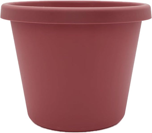 The HC Companies Prima Round Plastic Plant Pot w/Rolled Rim - Lightweight & UV Resistant Flower Pot for Herbs & More - Outdoor & Indoor Plant Pots w/Drainage (10 inch, Marsala, Pack of 1)