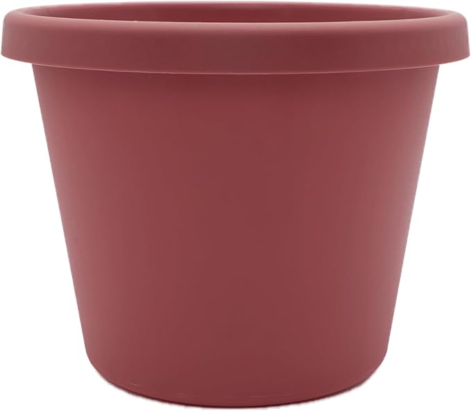 The HC Companies Prima Round Plastic Plant Pot w/Rolled Rim - Lightweight & UV Resistant Flower Pot for Herbs & More - Outdoor & Indoor Plant Pots w/Drainage (12 inch, Marsala, Pack of 1)