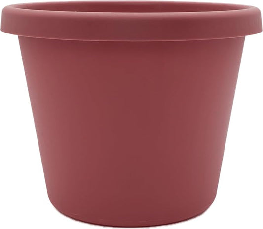 The HC Companies Prima Round Plastic Plant Pot w/Rolled Rim - Lightweight & UV Resistant Flower Pot for Herbs & More - Outdoor & Indoor Plant Pots w/Drainage (12 inch, Marsala, Pack of 1)