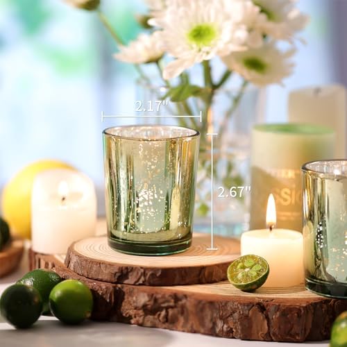 Volens Green and Gold Party Decorations 12pcs Glass Votive Candle Holders - Image 6