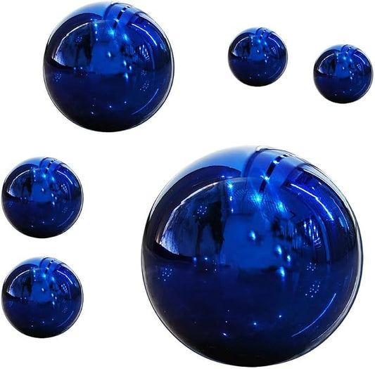 Gazing Ball Stainless Steel Gazing Globe Mirror Reflective Garden Sphere Floating Pond Balls Gazing Ball Shiny Home Outdoor Ornament (Blue, 6Pack)