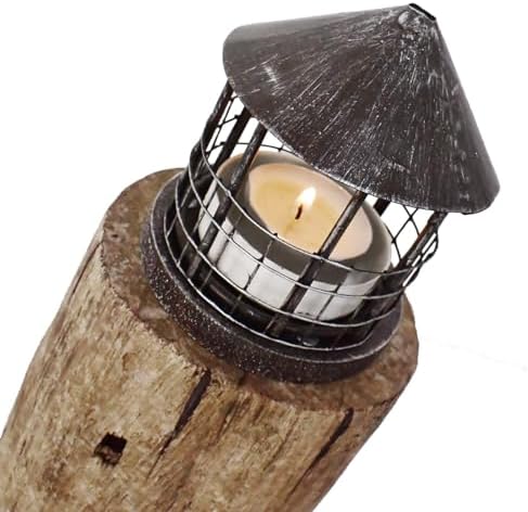 Decorative Nautical Coastal Candle Holders Wood Lighthouse Tea Light Holder - Image 3