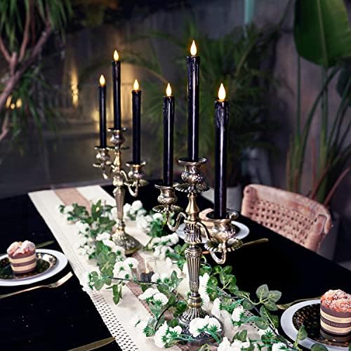 Homemory Black Flameless Taper Candles with Remote and Timer, Real Wax LED Taper Candles Battery Operated, Flickering Candle Sticks for Party Halloween Indoor Decoration, 6 Pcs, 9.6 inches - Image 5