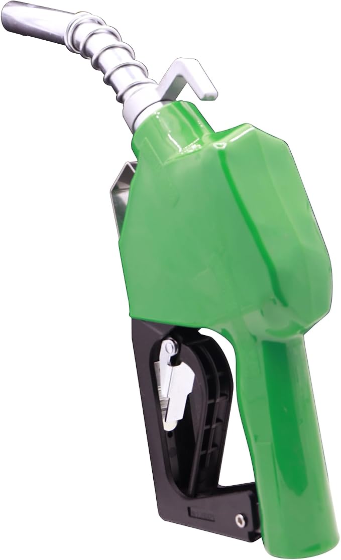 3/4" Inch Green NPT Automatic Shut-Off Fuel Nozzle,Fuel Hose Swivel,High Flow,BP Hand Guard,Hanging Hook 13/16"Spout,16GPM,Fuel Transfer Pump Diesel Gasoline Nozzle,Cold Weather Applications
