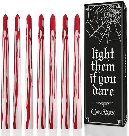 CANDWAX 10 inch Taper Candles Set of 12 - Dripless Candlesticks Burning for 8 Hours - No Drip Tapered Candles Ideal as Halloween Decor - Blood White by CANDWAX
