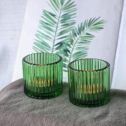 VOHO Large Green Votive Candle Holder 2.75'' x 2.56'' Set of 6 for Holiday - Image 2