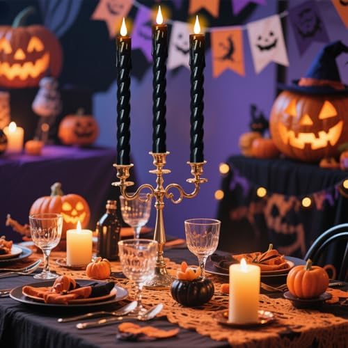 Black Flameless Taper Candles Battery Operated with Remote Timer - Image 6