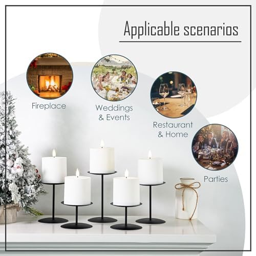 smtyle Halloween Black Candle Holders for Pillar Candles Set of 5 - Image 3