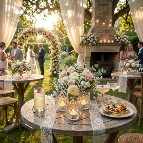 Tulip Votive Candle Holders Set of 6, Tea Light Candle Holder Glass for Table Centerpiece, Tealight Candle Holders for Wedding Déco, Birthday, Anniversary, Parties, and Holiday (Clear) - Image 6