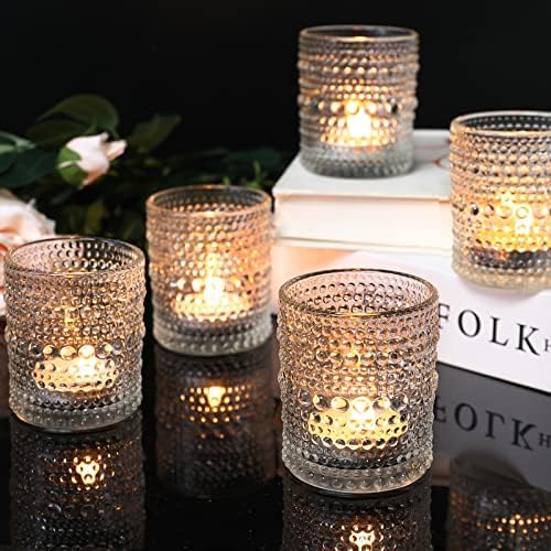 TRIRITE 24 Pack Votive Candle Holders, Clear Glass Tea Light Candle Holder - Image 6