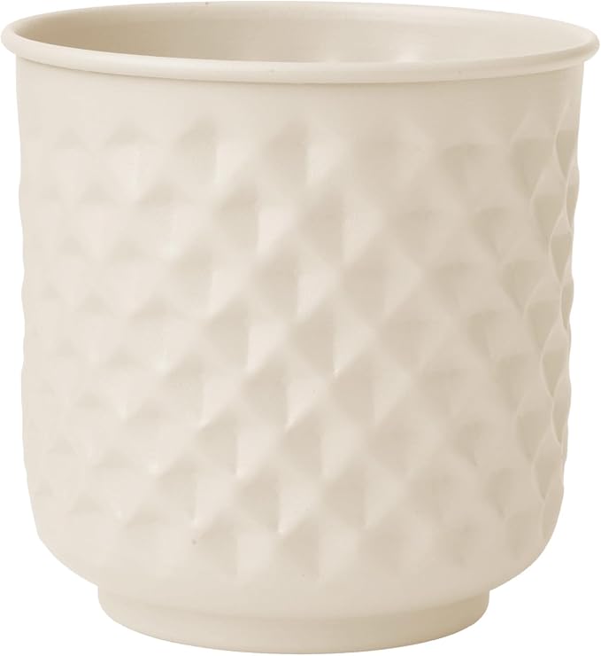 Bloem Prism Indoor Metal Cachepot Set - Includes 6", 8", 10" and 12" Decorative Planters with Powder-Coated Finish, Removable Drain Plugs, Cream