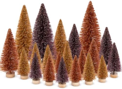 SATINIOR 60 Pcs Autumn Bottle Brush Trees Mini Christmas Sisal Trees by SATINIOR